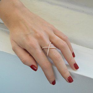 18K Rose Gold Criss Cross X Ring